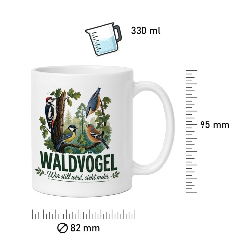 Tasse »Waldvögel – Wer still wird, sieht mehr.«