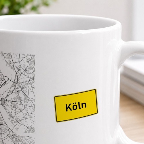 Tasse »Köln Stadtplan & Ortsschild«