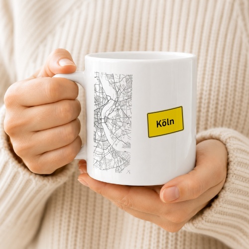 Tasse »Köln Stadtplan & Ortsschild«