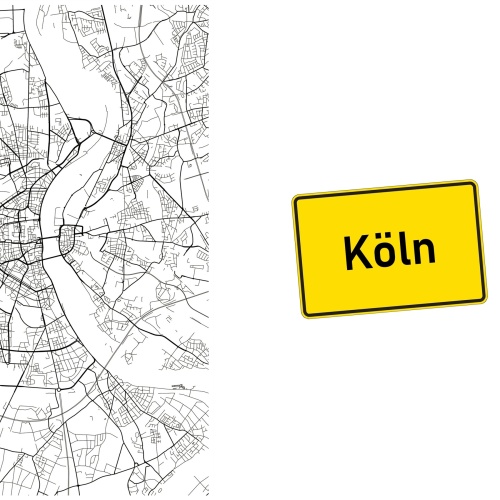 Tasse »Köln Stadtplan & Ortsschild«