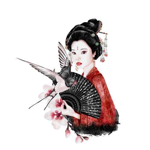 Tasse »Japanische Geisha mit Fächer«