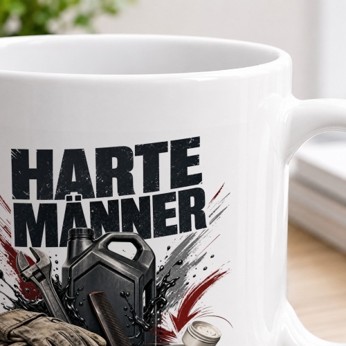 Tasse »Harte Männer benutzen Motoröl als Handcreme«