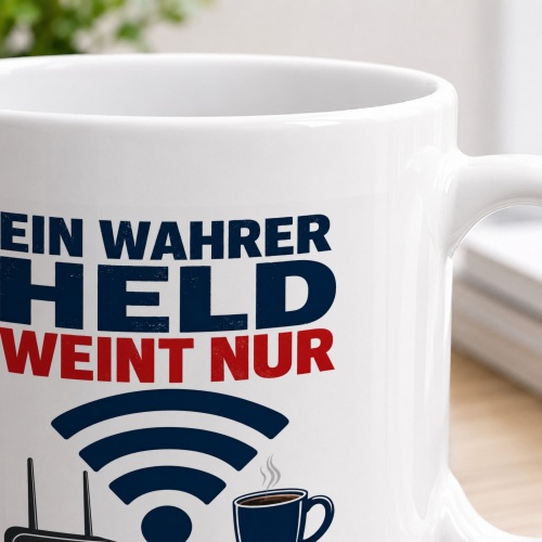 Tasse »Ein wahrer Held weint nur wenn das WLAN ausfällt«