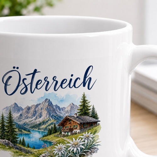Tasse »Österreich Berge. Seen. Gemütlichkeit.«
