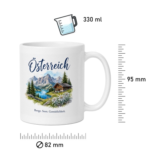 Tasse »Österreich Berge. Seen. Gemütlichkeit.«