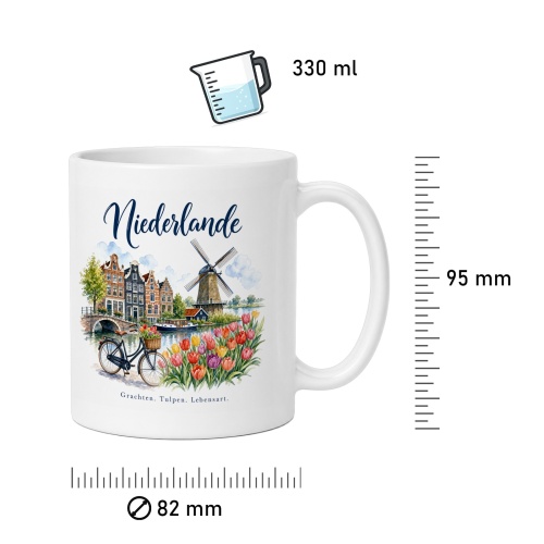 Tasse »Niederlande Grachten. Tulpen. Lebensart.«