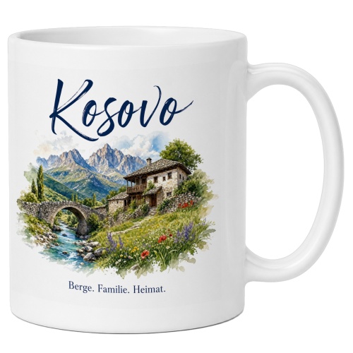 Tasse »Kosovo Berge. Familie. Heimat.«