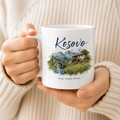 Tasse »Kosovo Berge. Familie. Heimat.«