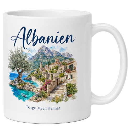 Tasse »Albanien Berge. Meer. Heimat.«