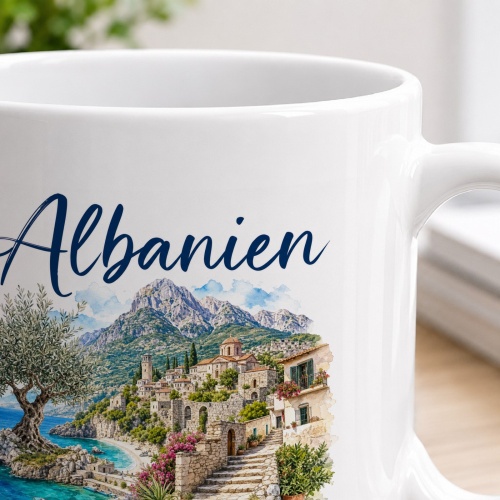 Tasse »Albanien Berge. Meer. Heimat.«