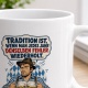 Tasse mit Bier- und Brezelmotiv