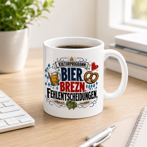 Tasse »Kulturprogramm: Bier. Brezn....
