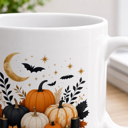 Tasse mit Halloween-Kürbismotiv