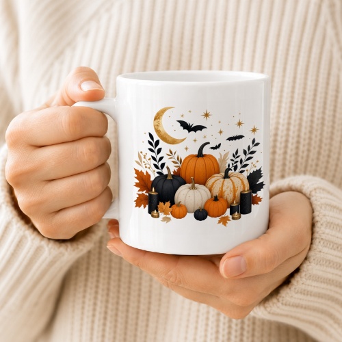 Tasse mit Halloween-Kürbismotiv