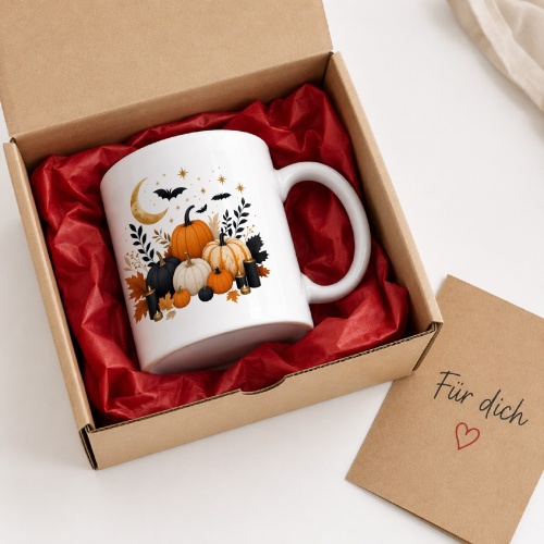 Tasse mit Halloween-Kürbismotiv