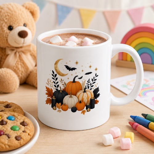 Tasse mit Halloween-Kürbismotiv