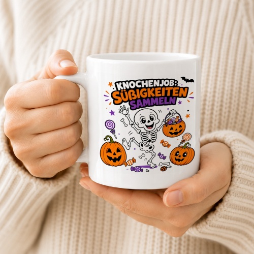 Tasse »Knochenjob: Süßigkeiten sammeln«