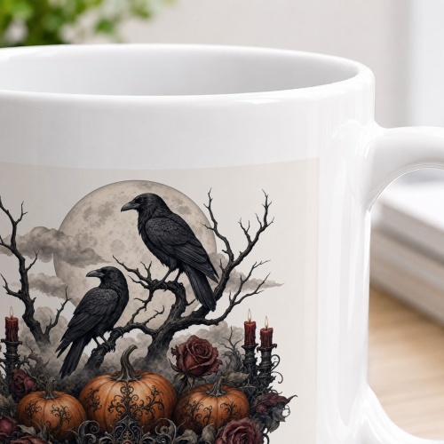 Tasse mit Rabenmotiv