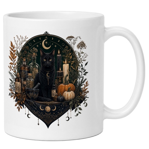 Tasse mit schwarzer Katze