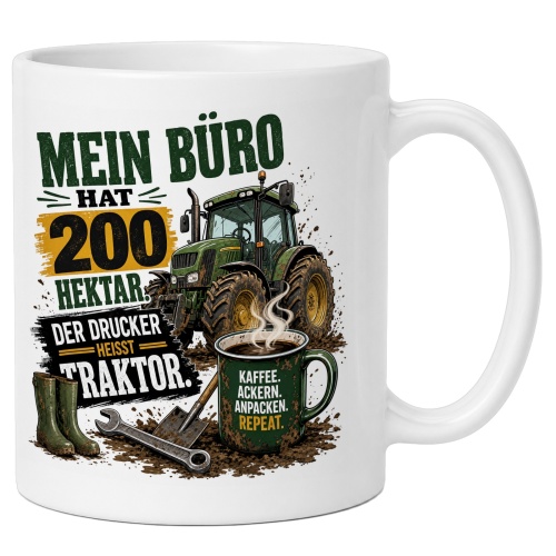 Tasse »Mein Büro hat 200 Hektar. Der Drucker...