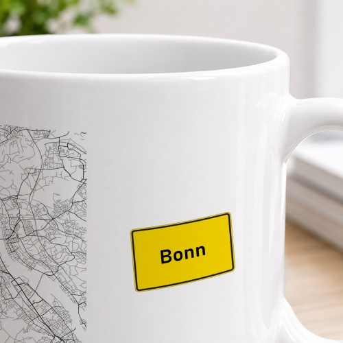 Tasse »Bonn Stadtplan & Ortsschild«