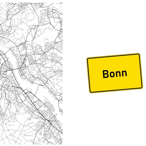 Tasse »Bonn Stadtplan & Ortsschild«