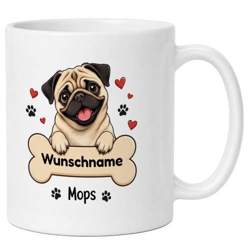 personalisierte Tasse »Mops«