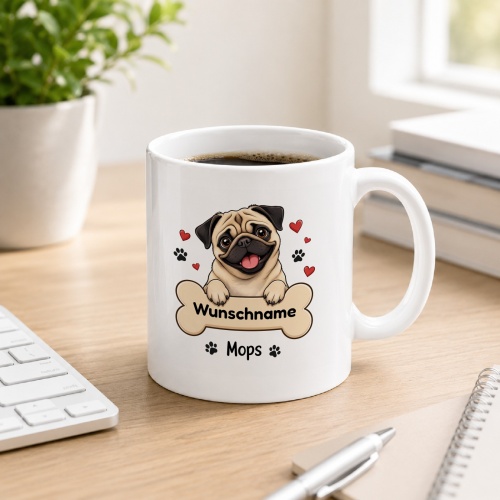 personalisierte Tasse »Mops«