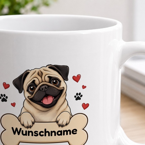 personalisierte Tasse »Mops«