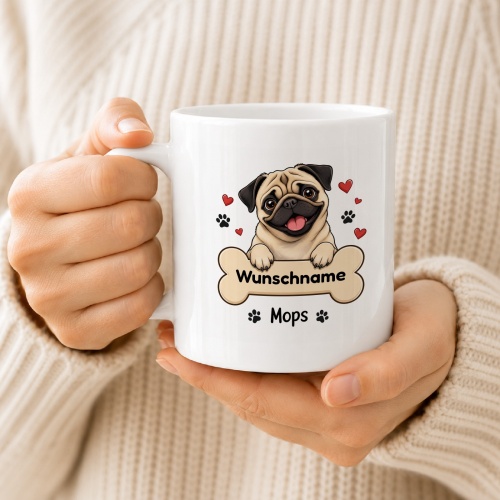 personalisierte Tasse »Mops«