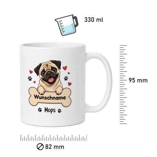 personalisierte Tasse »Mops«