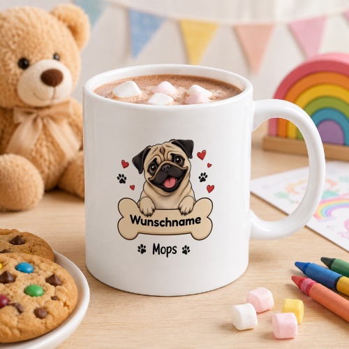 personalisierte Tasse »Mops«