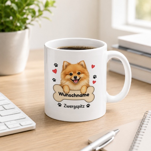 personalisierte Tasse »Zwergspitz«