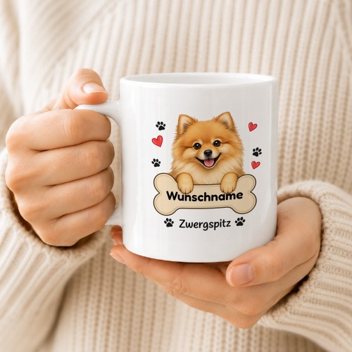 personalisierte Tasse »Zwergspitz«