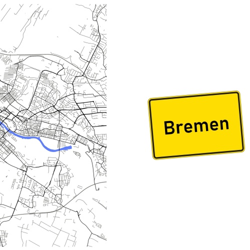 Tasse »Bremen Stadtplan & Ortsschild«