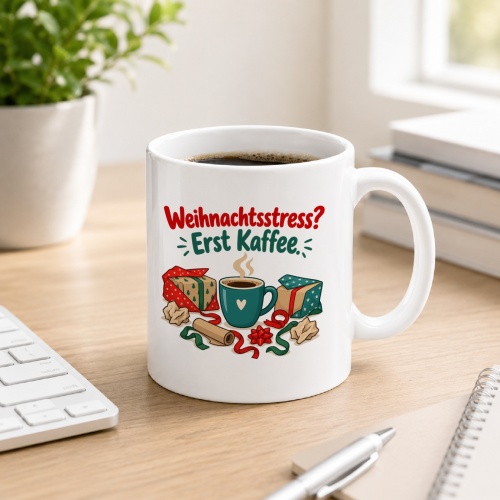 Tasse »Weihnachtsstress? Erst Kaffee.«