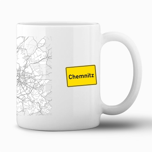 Tasse »Chemnitz Stadtplan & Ortsschild«