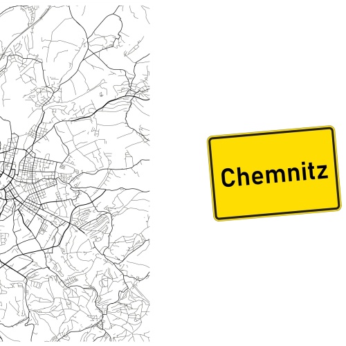 Tasse »Chemnitz Stadtplan & Ortsschild«