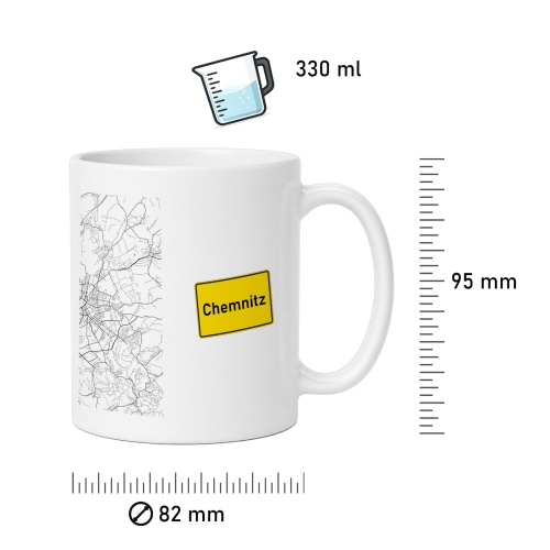 Tasse »Chemnitz Stadtplan & Ortsschild«