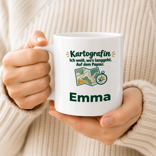 Personalisierte Tasse »Kartografin«