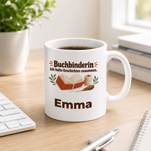 Personalisierte Tasse »Buchbinderin«
