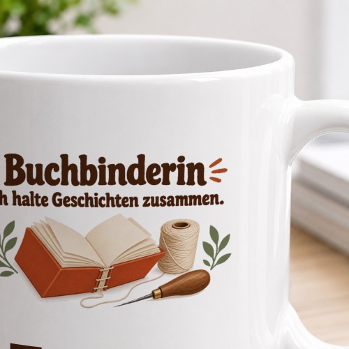 Personalisierte Tasse »Buchbinderin«