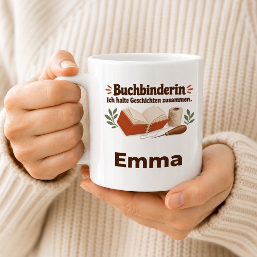 Personalisierte Tasse »Buchbinderin«