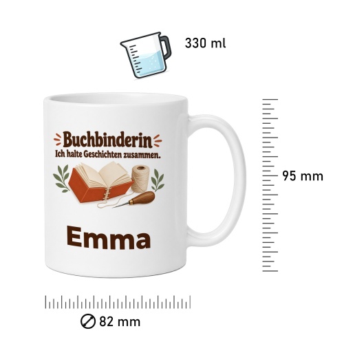 Personalisierte Tasse »Buchbinderin«