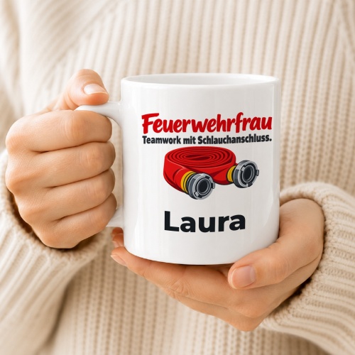 Personalisierte Tasse »Feuerwehrfrau«