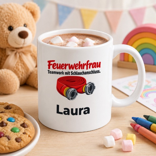Personalisierte Tasse »Feuerwehrfrau«