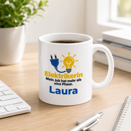 Personalisierte Tasse »Elektrikerin«