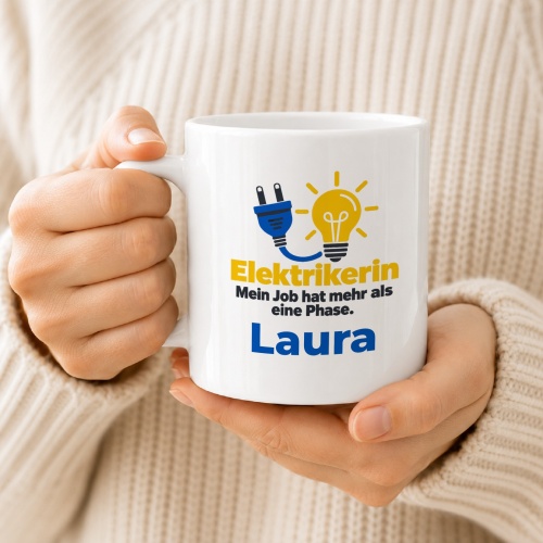 Personalisierte Tasse »Elektrikerin«