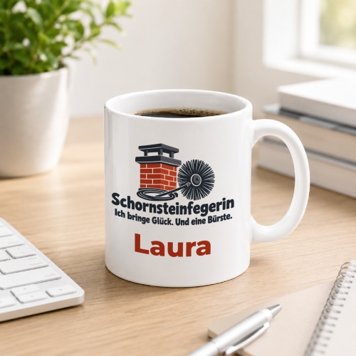 Personalisierte Tasse »Schornsteinfegerin«