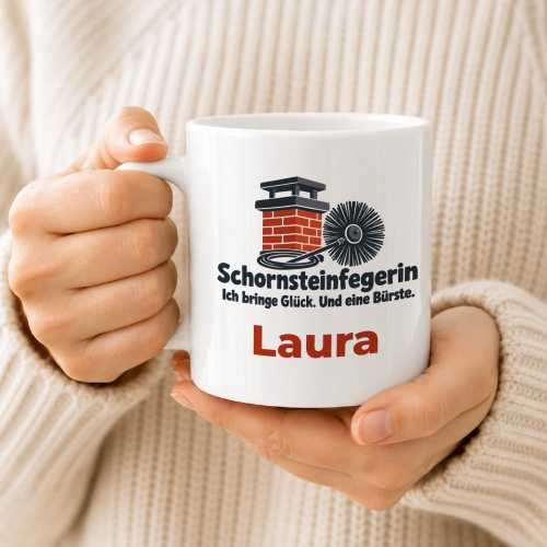 Personalisierte Tasse »Schornsteinfegerin«